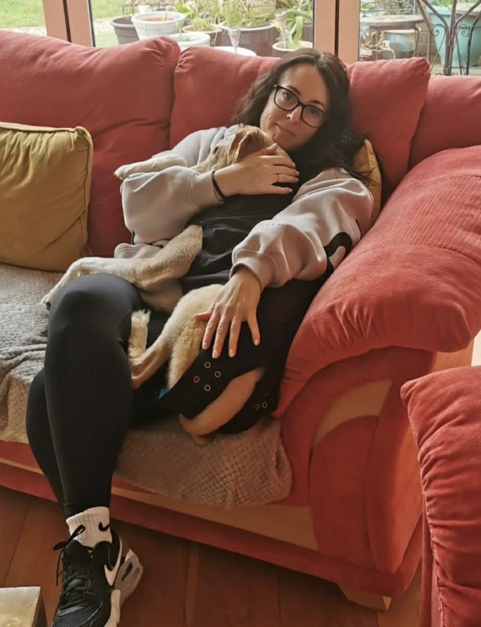 Dog Otis having a cuddle Image of around 2-year-old dog Otis, having a cuddle. Looking for his forever home through Leash of Life.